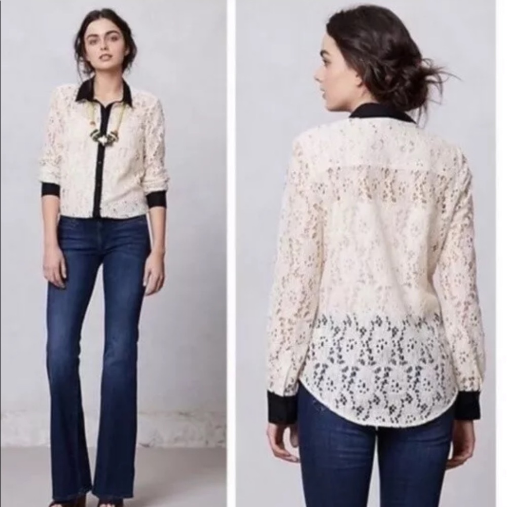 Anthropologie Gemma Lace Button Down